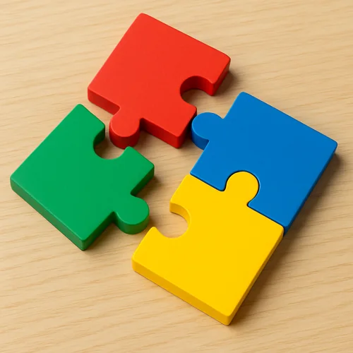 Farbiges Puzzle mit 4 Teilen